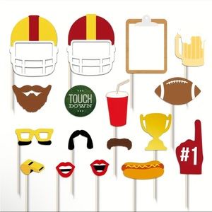 25 Pieces Football Photo Booth Props Helmets Beer Food Hot Dog Party Fun